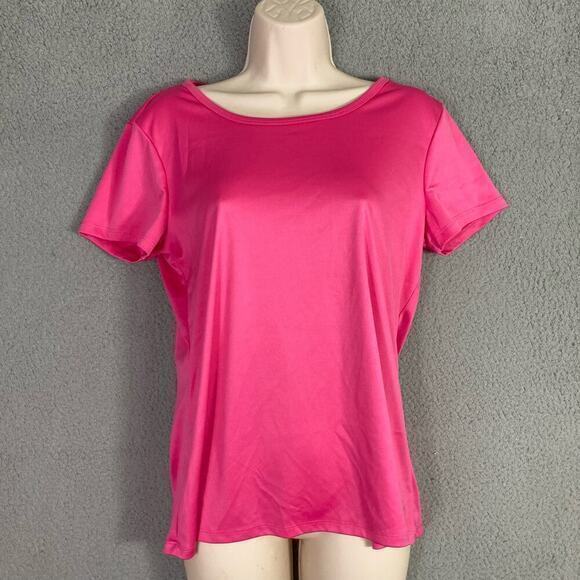 Daisy Fuentes Pink Active T-Shirt Lattice-Back Short Sleeve Women's Medium - Picture 5 of 9